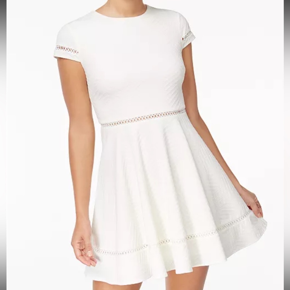 City Studio White Fit and Flare Textured Dress NWT Size 7